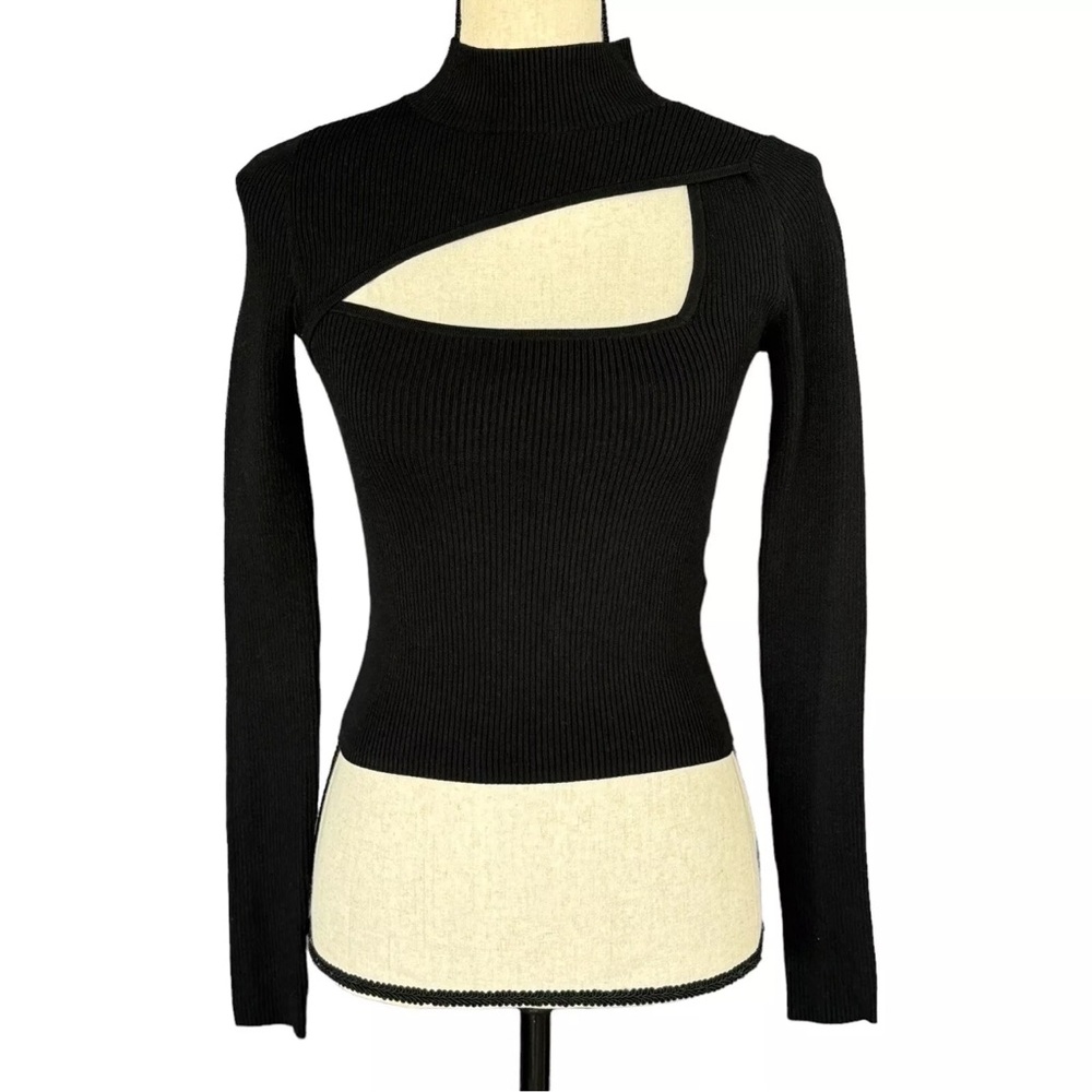 Bar III Red Long Sleeve Top with Asymmetrical Cutout